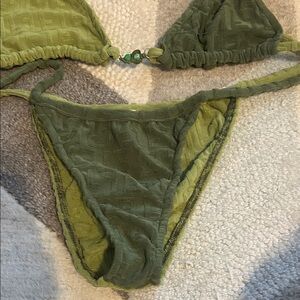 NWT Green Textured Bikini Set SZ M
